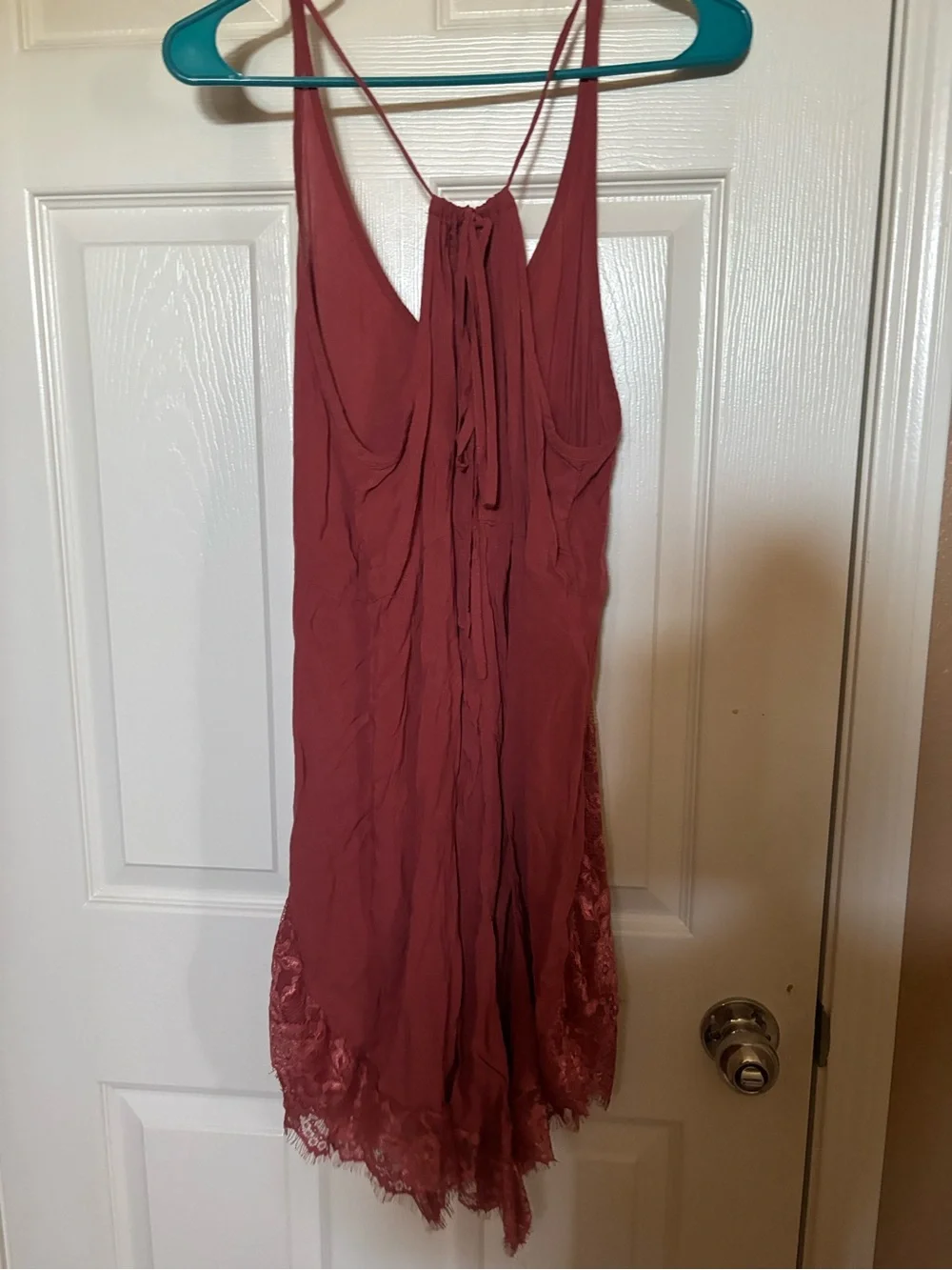 Free People Strapless Lace-Trim Slip Dress in Rust